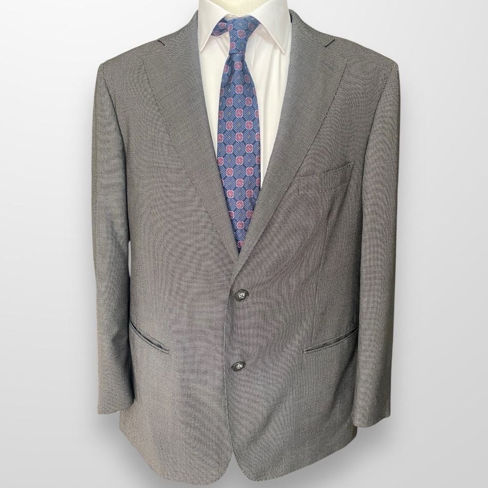 Atelier Munro Mens‎ 46R Bespoke Blazer Suit Jacket Gray 2-Button Sport Coat